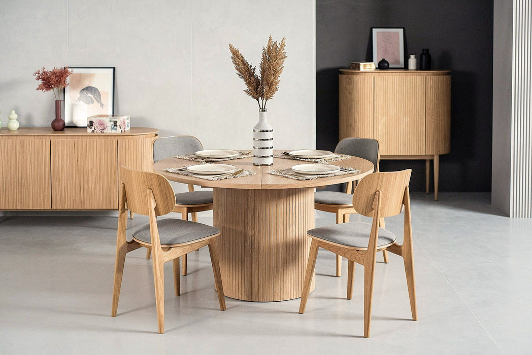 VIG Furniture - Modrest Miami - Modern Natural Oak Round Dining Table With Extension - VGME121255-DT-NAT
