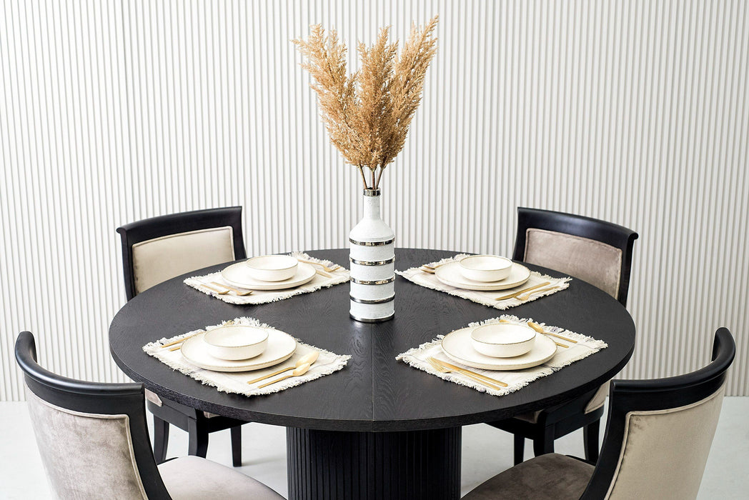 VIG Furniture - Modrest Miami - Modern Black Oak Round Dining Table With Extension - VGME121254-DT-BLK - GreatFurnitureDeal