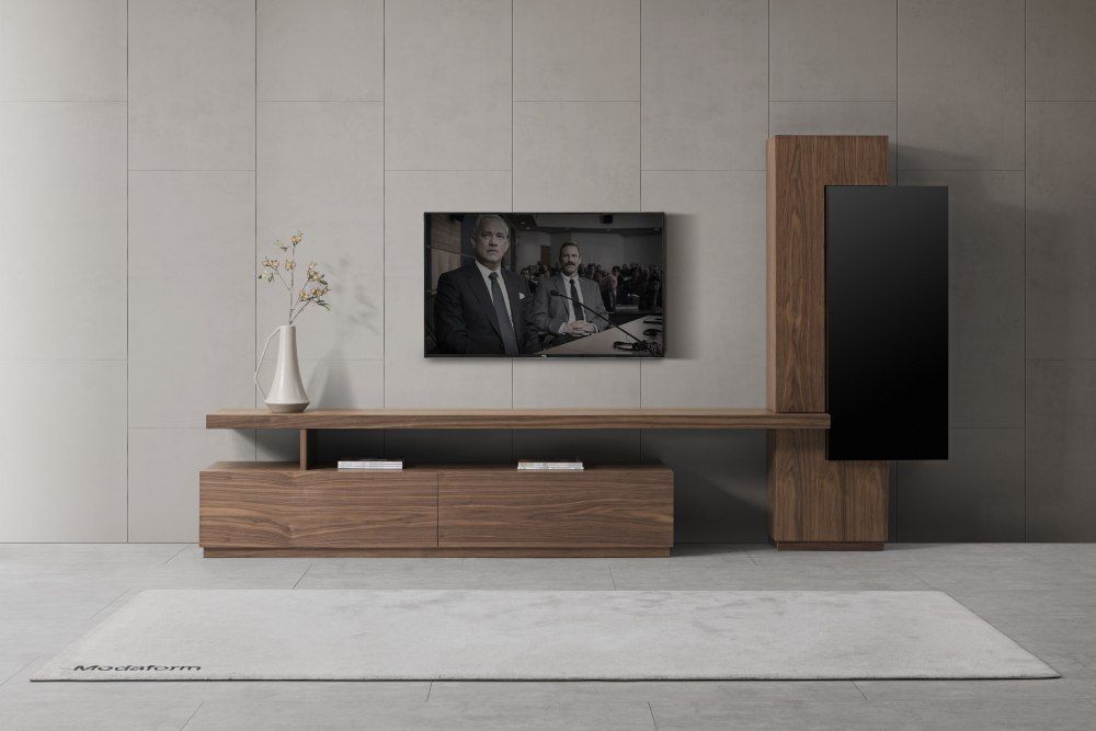VIG Furniture - Modrest Bashia - Contemporary Walnut + Black TV Stand - VGWCKS001A-WAL