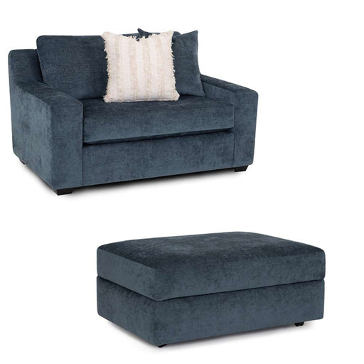 Franklin Furniture - 814 Indigo Snuggler Chair with Storage Ottoman in Lagoon - 81488-418-LAGOON - GreatFurnitureDeal