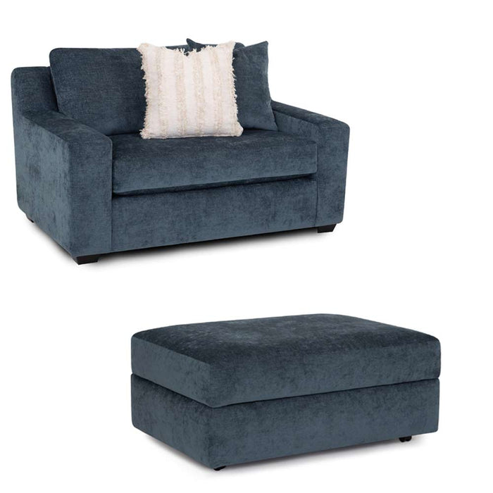 Franklin Furniture - 814 Indigo Snuggler Chair with Storage Ottoman in Lagoon - 81488-418-LAGOON - GreatFurnitureDeal