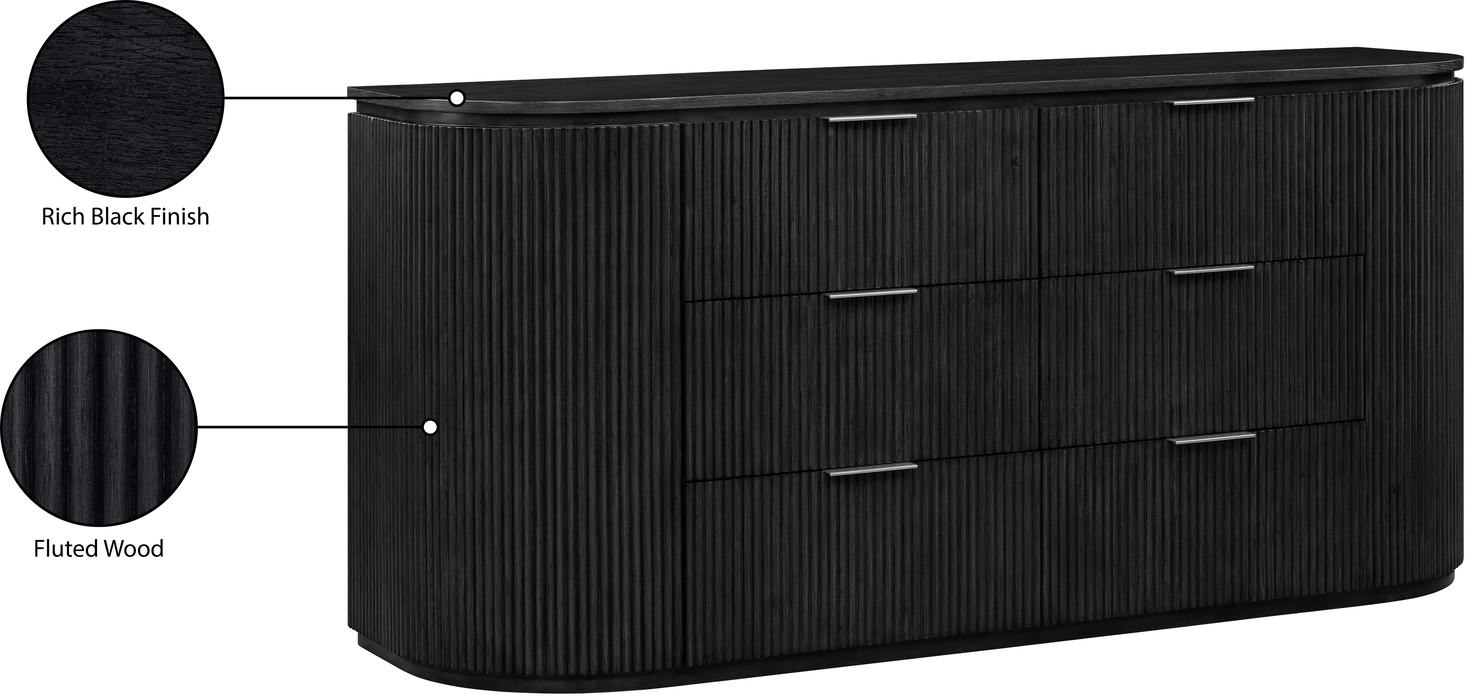 Meridian Furniture - Astrid Black Solid Wood And Oak Veneer Dresser - 818Black-D - GreatFurnitureDeal