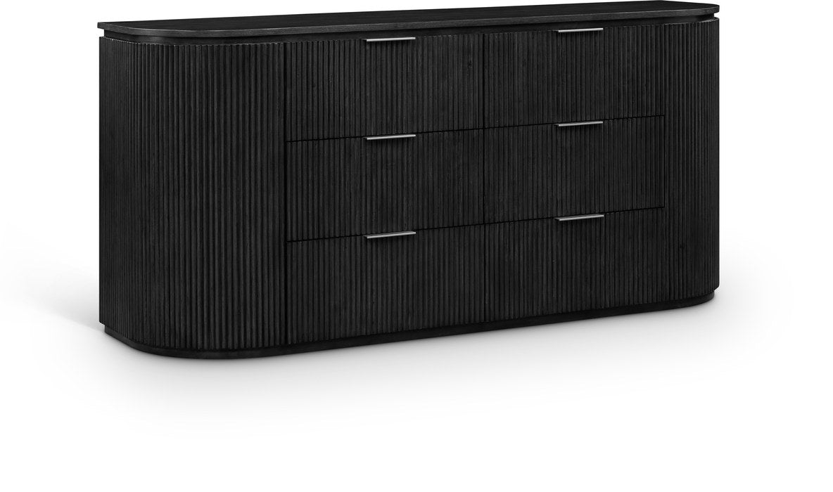 Meridian Furniture - Astrid Black Solid Wood And Oak Veneer Dresser - 818Black-D - GreatFurnitureDeal