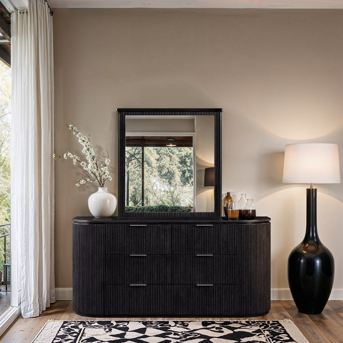 Meridian Furniture - Astrid Black Solid Wood And Oak Veneer Dresser - 818Black-D - GreatFurnitureDeal