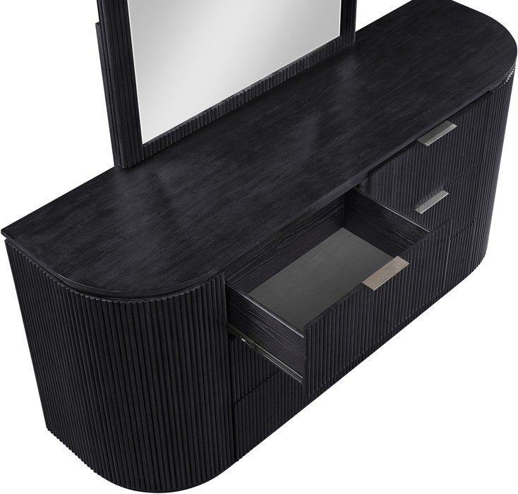 Meridian Furniture - Astrid Black Solid Wood And Oak Veneer Dresser - 818Black-D - GreatFurnitureDeal
