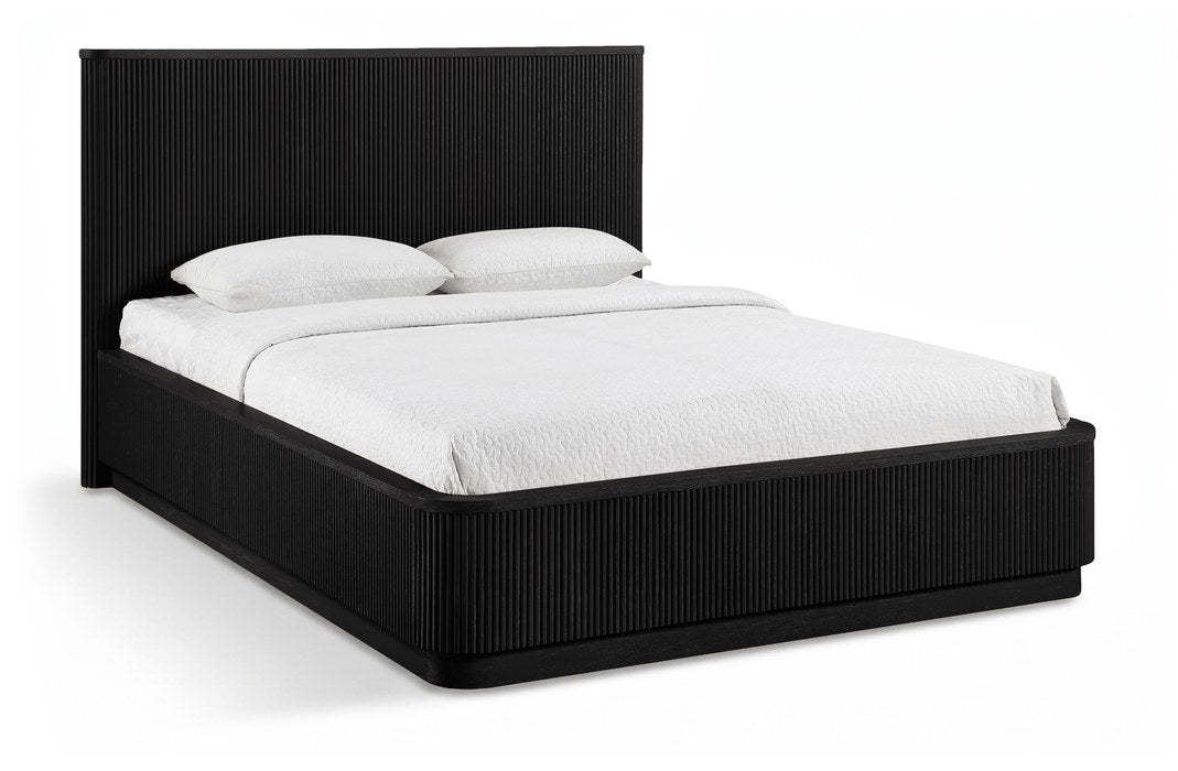 Meridian Furniture - Astrid Black Solid Wood And Oak Veneer King Bed (3 Boxes) - 818Black-K - GreatFurnitureDeal
