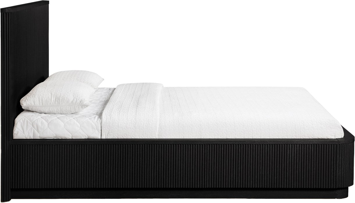 Meridian Furniture - Astrid Black Solid Wood And Oak Veneer King Bed (3 Boxes) - 818Black-K - GreatFurnitureDeal