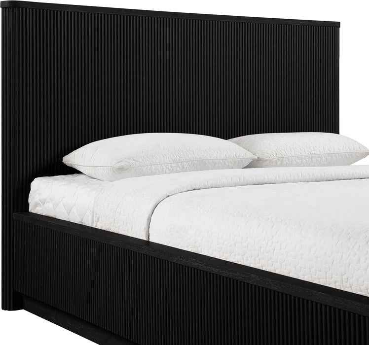Meridian Furniture - Astrid Black Solid Wood And Oak Veneer King Bed (3 Boxes) - 818Black-K - GreatFurnitureDeal