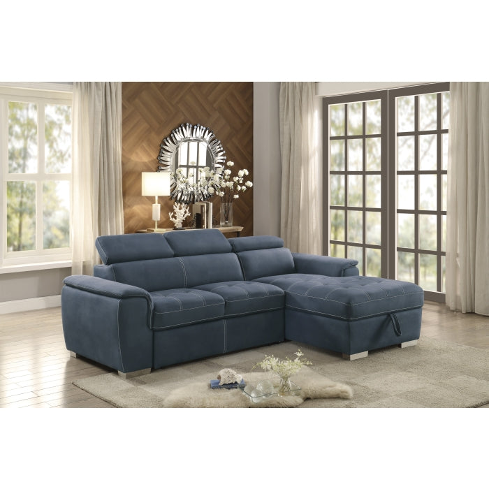 Homelegance - Ferriday 2 Piece Sectional with Adjustable Headrests in Blue - 8228BU - GreatFurnitureDeal