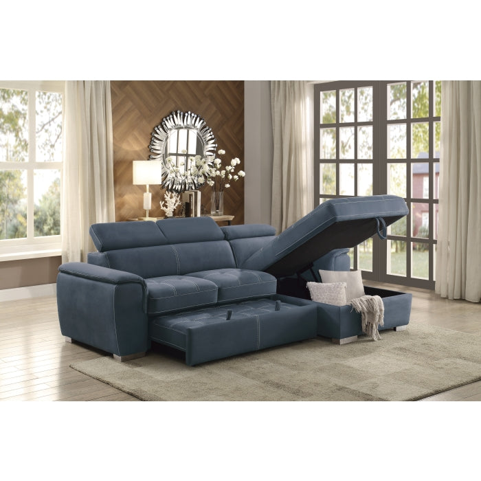 Homelegance - Ferriday 2 Piece Sectional with Adjustable Headrests in Blue - 8228BU - GreatFurnitureDeal