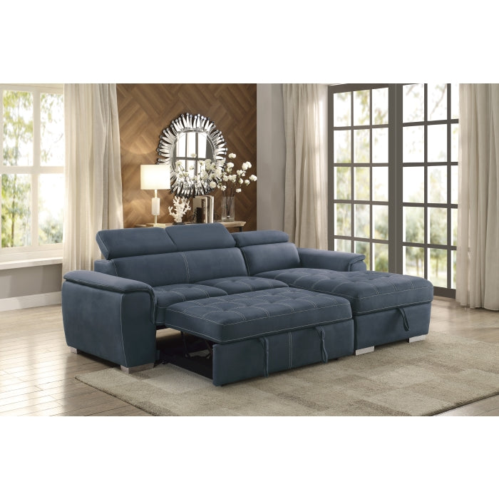 Homelegance - Ferriday 2 Piece Sectional with Adjustable Headrests in Blue - 8228BU - GreatFurnitureDeal