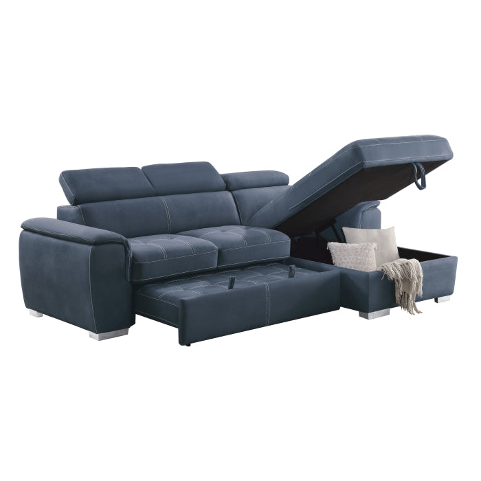 Homelegance - Ferriday 2 Piece Sectional with Adjustable Headrests in Blue - 8228BU - GreatFurnitureDeal