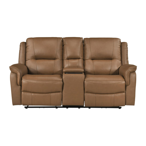 Homelegance - Haven Power Double Reclining Console Loveseat in Brown - 8301BRW-2PW - GreatFurnitureDeal
