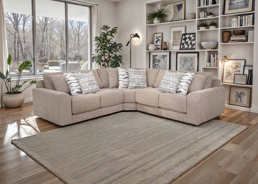 Franklin Furniture - 830 Havana 3 Piece Sectional Sofa in Everly Putty - 83059-83099-83060 - GreatFurnitureDeal