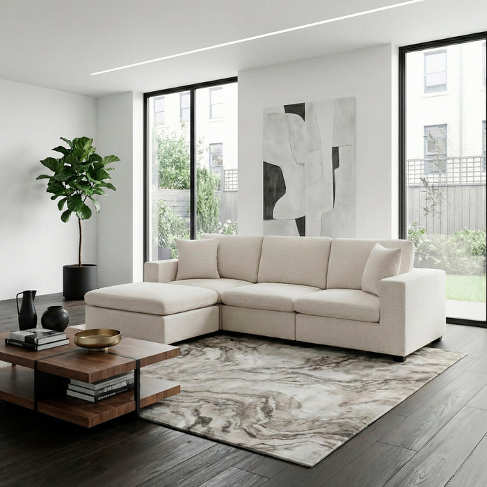 Homelegance - Serenity 4 Piece Modular Sectional with Ottoman in Beige - 8310NBE*4AC2C1AOT - GreatFurnitureDeal