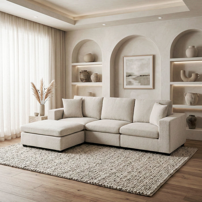 Homelegance - Serenity 4 Piece Modular Sectional with Ottoman in Beige - 8310NBE*4AC2C1AOT - GreatFurnitureDeal