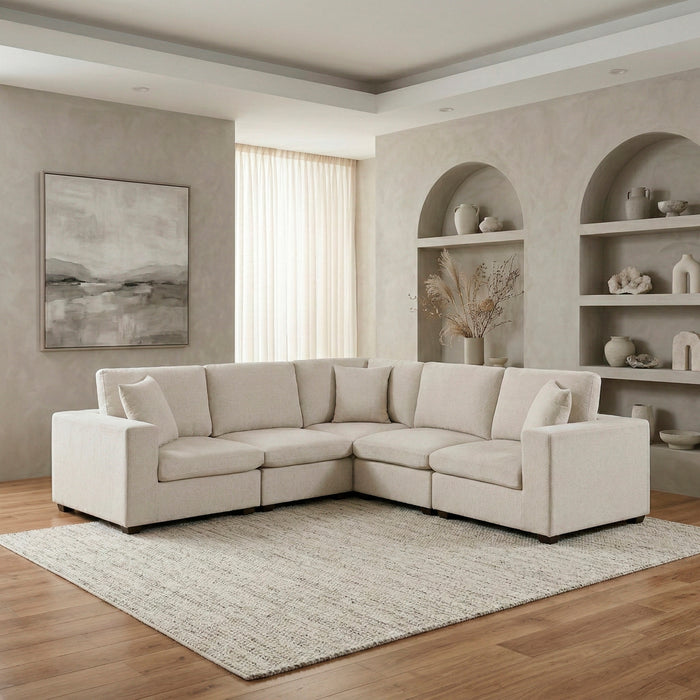 Homelegance - Serenity 5 Piece Modular Sectional in Beige - 8310NBE*52AC2C1ACR - GreatFurnitureDeal