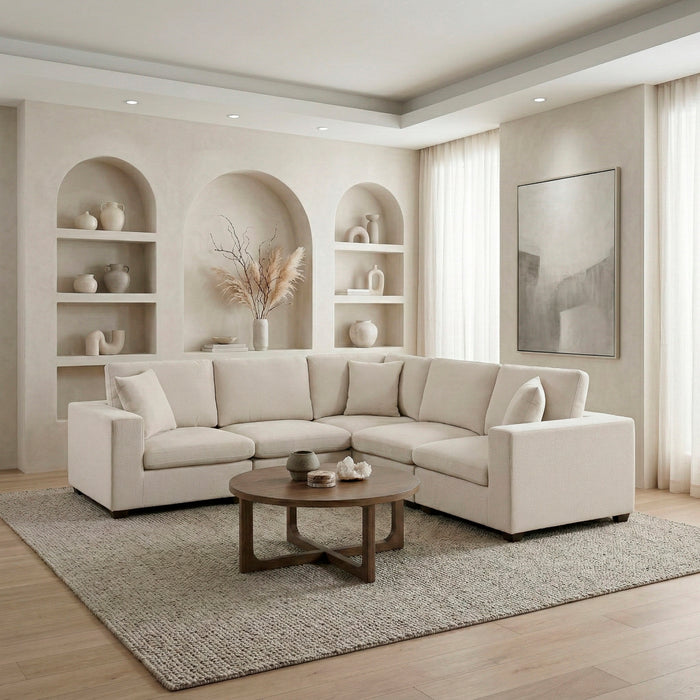 Homelegance - Serenity 5 Piece Modular Sectional in Beige - 8310NBE*52AC2C1ACR - GreatFurnitureDeal