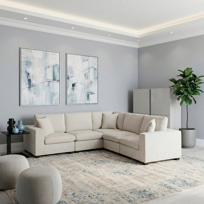 Homelegance - Serenity 5 Piece Modular Sectional in Beige - 8310NBE*52AC2C1ACR - GreatFurnitureDeal