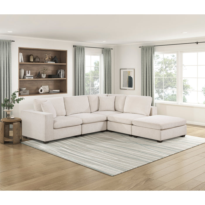 Homelegance - Serenity 5 Piece Modular Sectional with Ottoman in Beige - 8310NBE*52ACC1ACROT - GreatFurnitureDeal
