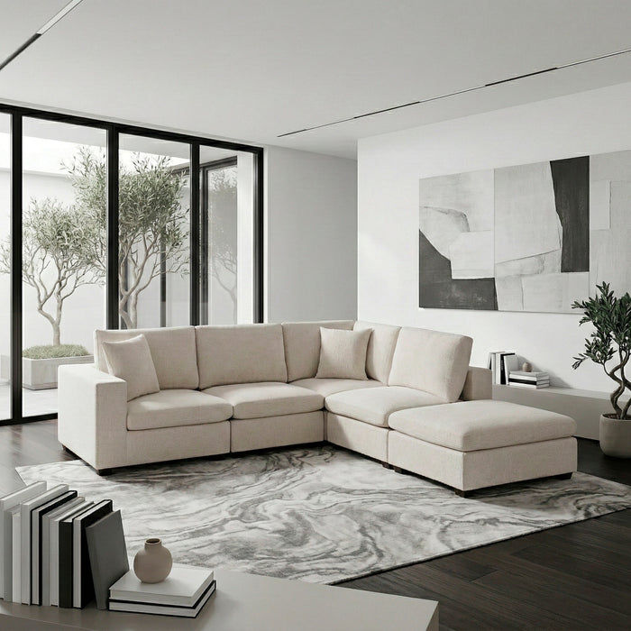 Homelegance - Serenity 5 Piece Modular Sectional with Ottoman in Beige - 8310NBE*52ACC1ACROT - GreatFurnitureDeal