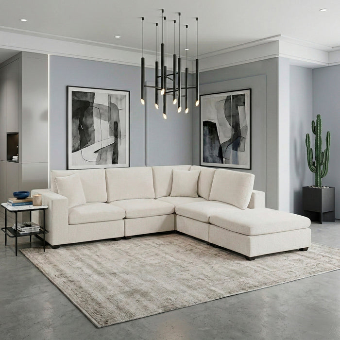 Homelegance - Serenity 5 Piece Modular Sectional with Ottoman in Beige - 8310NBE*52ACC1ACROT - GreatFurnitureDeal