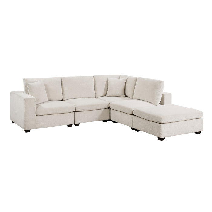 Homelegance - Serenity 5 Piece Modular Sectional with Ottoman in Beige - 8310NBE*52ACC1ACROT - GreatFurnitureDeal