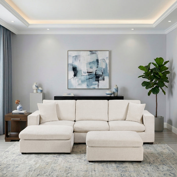 Homelegance - Serenity 5 Piece Modular Sectional with Two Ottomans in Beige - 8310NBE*5AC2C1A2OT - GreatFurnitureDeal