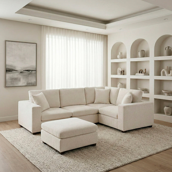 Homelegance - Serenity 5 Piece Modular Sectional with Ottoman in Beige - 8310NBE*5AC2C1ACROT - GreatFurnitureDeal