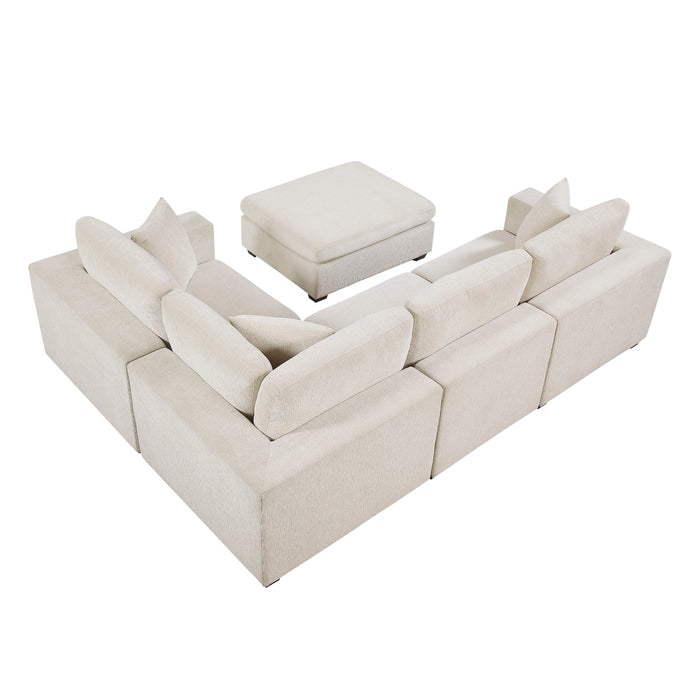 Homelegance - Serenity 5 Piece Modular Sectional with Ottoman in Beige - 8310NBE*5AC2C1ACROT - GreatFurnitureDeal