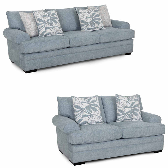 Franklin Furniture - 832 Morgan 2 Piece Sofa Set in Cakepop Chambray - 83240-83220-CHAM