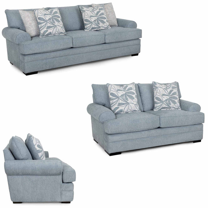 Franklin Furniture - 832 Morgan 3 Piece Sofa Set in Cakepop Chambray - 83240-83220-5525-CHAM