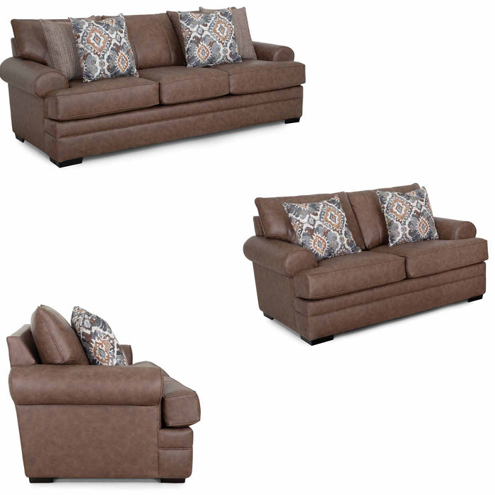 Franklin Furniture - 832 Langston 3 Piece Sofa Set in Duvall Vintage Brown - 83240-83220-5525