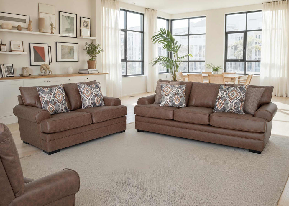 Franklin Furniture - 832 Langston 2 Piece Sofa Set in Duvall Vintage Brown - 83240-83220