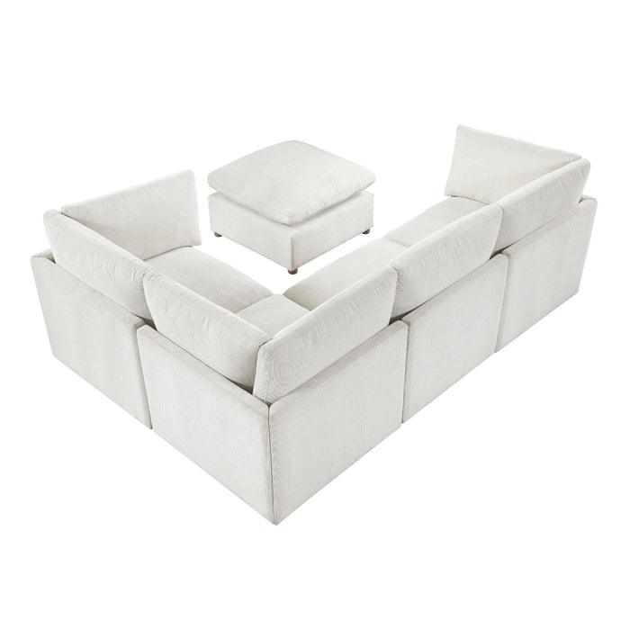 Homelegance - Annex 5 Piece Modular Sectional with Ottoman in Beige - 8338BE*53CRACOT - GreatFurnitureDeal