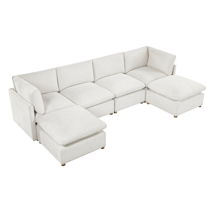 Homelegance - Annex 6 Piece Modular Sectional with Two Ottomans in Beige - 8338BE*62CR2AC2OT - GreatFurnitureDeal