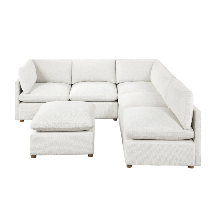 Homelegance - Annex 6 Piece Modular Sectional with Ottoman in Beige - 8338BE*62CR3ACOT - GreatFurnitureDeal
