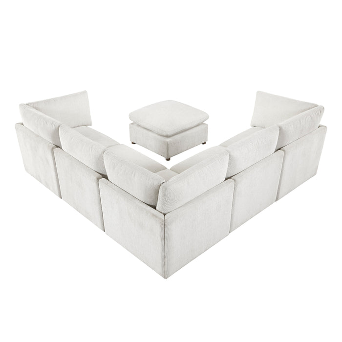 Homelegance - Annex 6 Piece Modular Sectional with Ottoman in Beige - 8338BE*63CR2ACOT - GreatFurnitureDeal