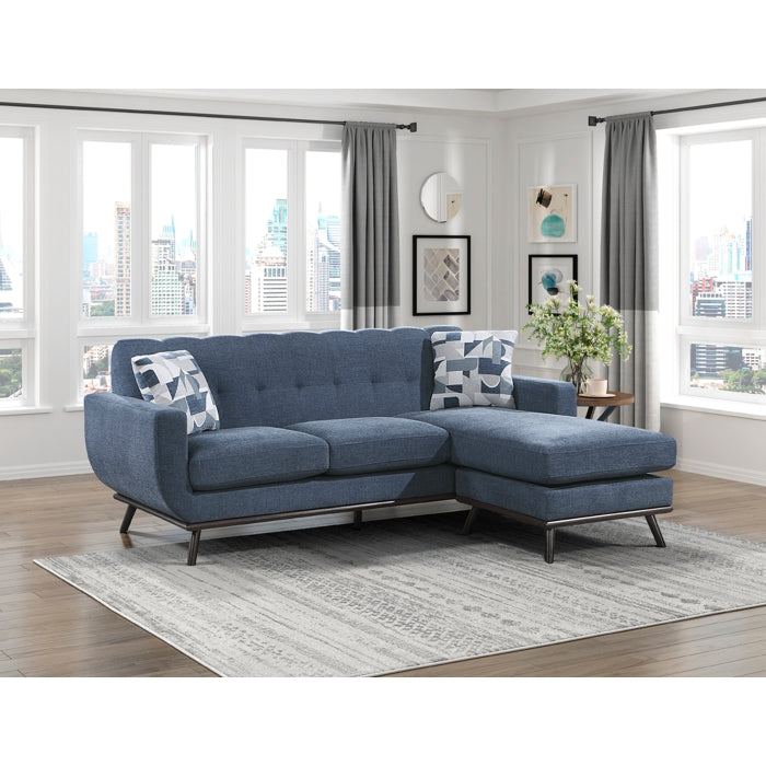 Homelegance - Everton Sofa Chaise in Blue - 8341BL-3SCRV - GreatFurnitureDeal
