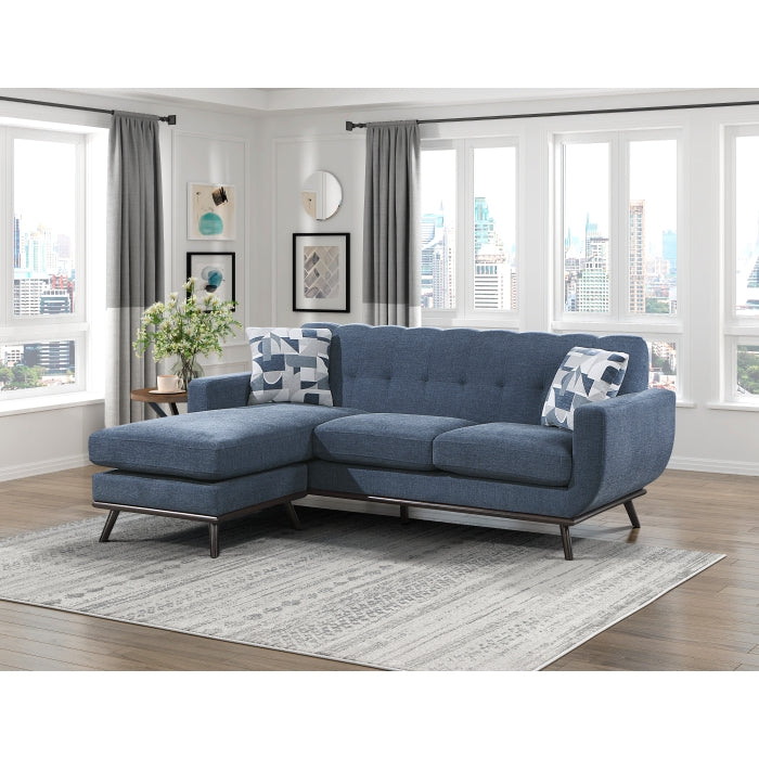Homelegance - Everton Sofa Chaise in Blue - 8341BL-3SCRV - GreatFurnitureDeal