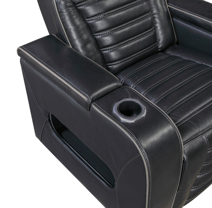 Homelegance - Cyber Power Reclining Chair with Power Headrest in Black - 8344BLK-1PWHM - GreatFurnitureDeal