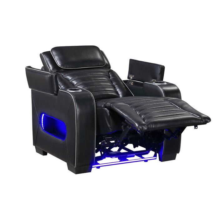 Homelegance - Cyber Power Reclining Chair with Power Headrest in Black - 8344BLK-1PWHM - GreatFurnitureDeal