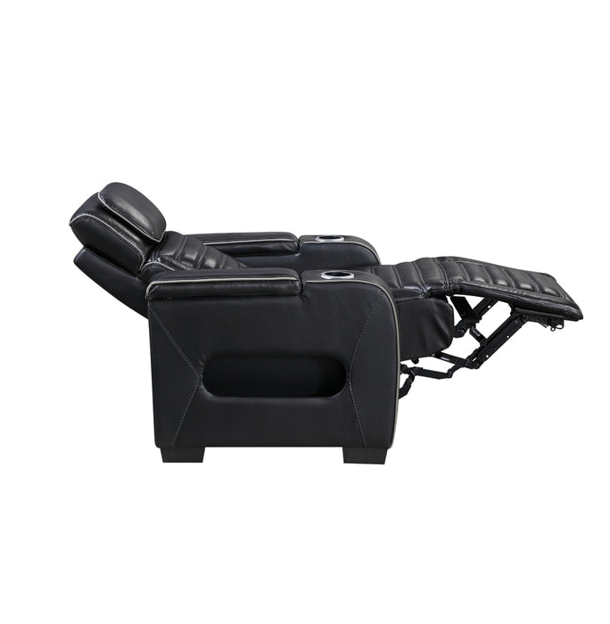 Homelegance - Cyber Power Reclining Chair with Power Headrest in Black - 8344BLK-1PWHM - GreatFurnitureDeal