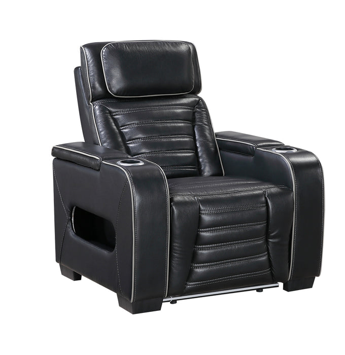 Homelegance - Cyber Power Reclining Chair with Power Headrest in Black - 8344BLK-1PWHM - GreatFurnitureDeal