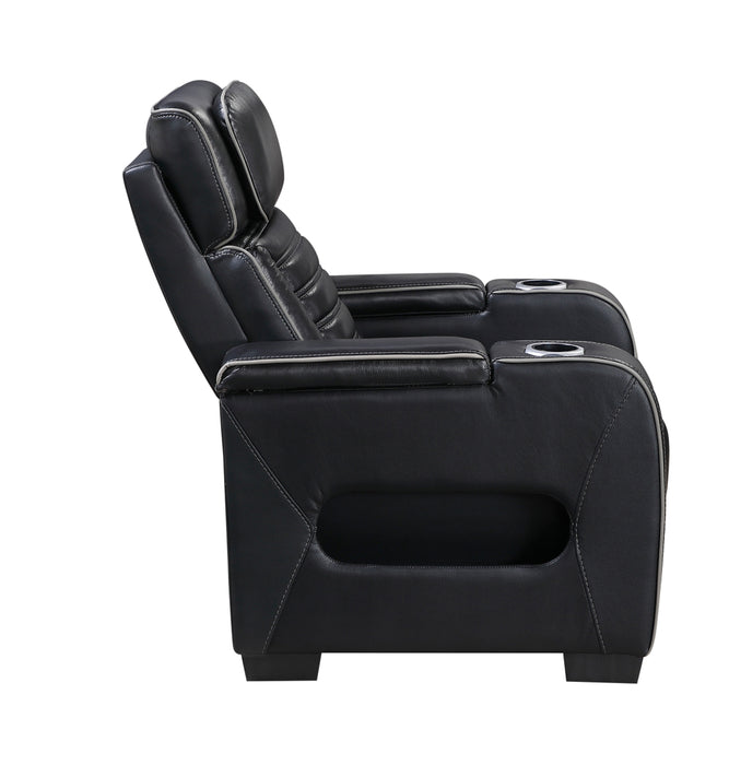 Homelegance - Cyber Power Reclining Chair with Power Headrest in Black - 8344BLK-1PWHM - GreatFurnitureDeal
