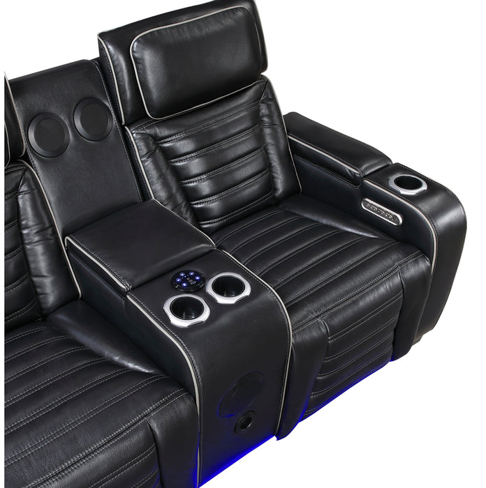 Homelegance - Cyber 2 Piece Power Reclining Sofa Set in Black - 8344BLK*2PWHM - GreatFurnitureDeal