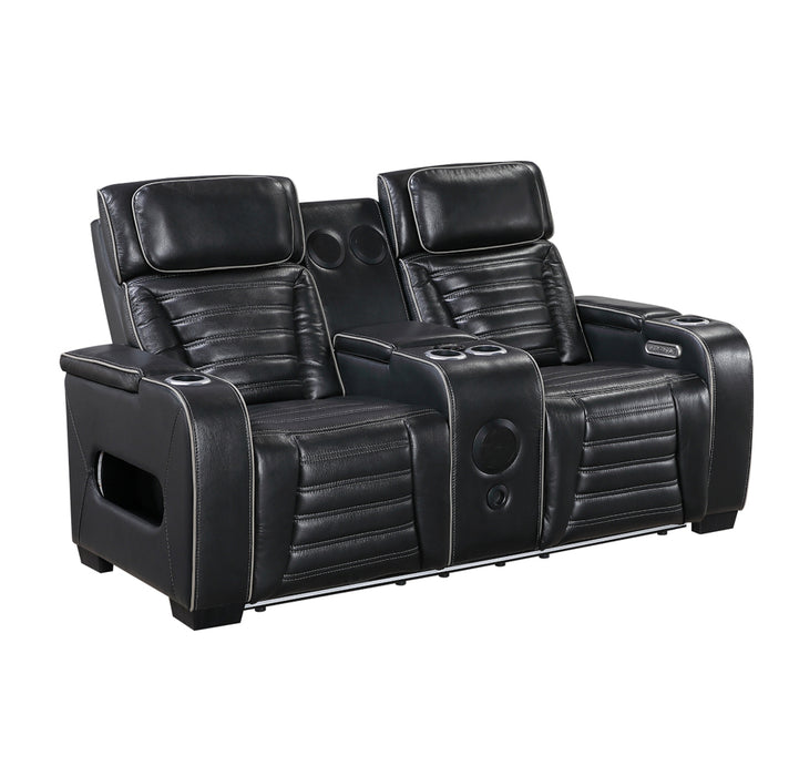 Homelegance - Cyber Power Reclining Sofa in Black - 8344BLK-3PWHM - GreatFurnitureDeal
