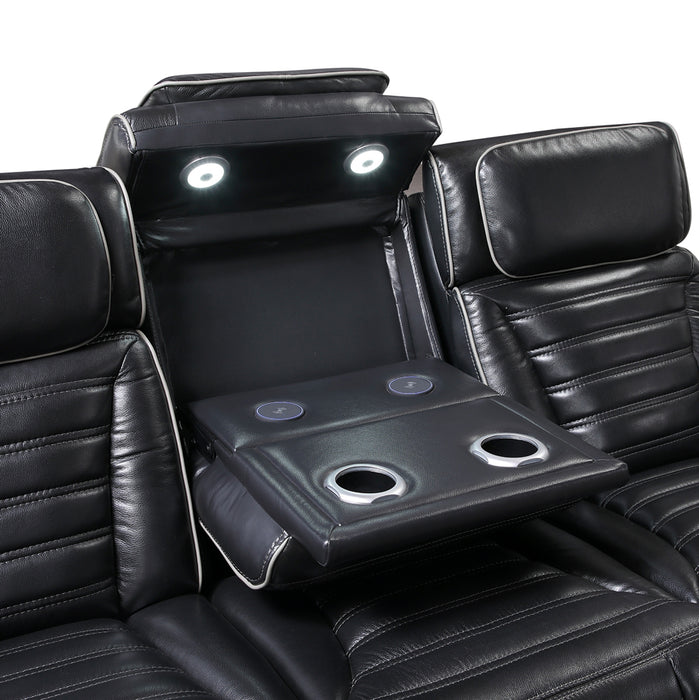 Homelegance - Cyber 2 Piece Power Reclining Sofa Set in Black - 8344BLK*2PWHM - GreatFurnitureDeal