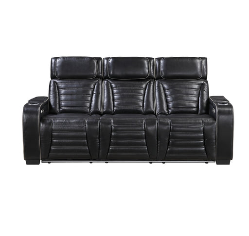 Homelegance - Cyber Power Reclining Sofa in Black - 8344BLK-3PWHM - GreatFurnitureDeal