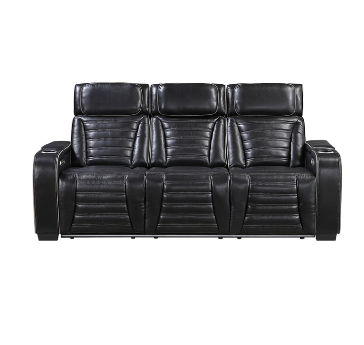 Homelegance - Cyber Power Reclining Sofa in Black - 8344BLK-3PWHM - GreatFurnitureDeal